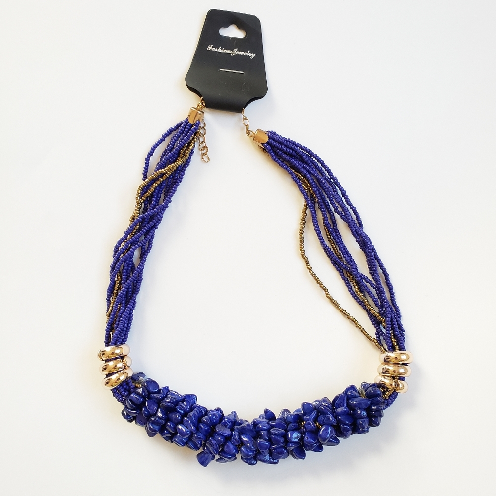 Kalimantan Beaded Blue Stone Necklace